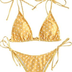 Zaful Yellow Tie Bikini Size Small